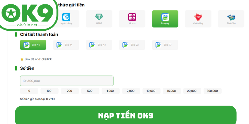 Nạp tiền OK9