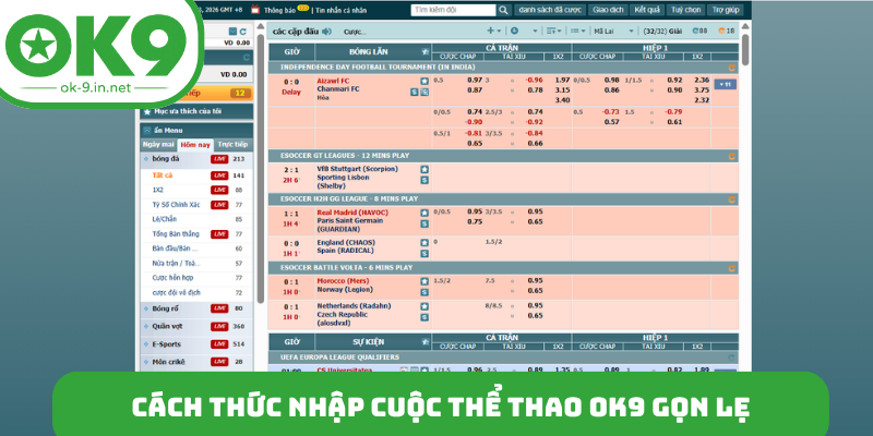 Cách thức nhập cuộc thể thao OK9 gọn lẹ